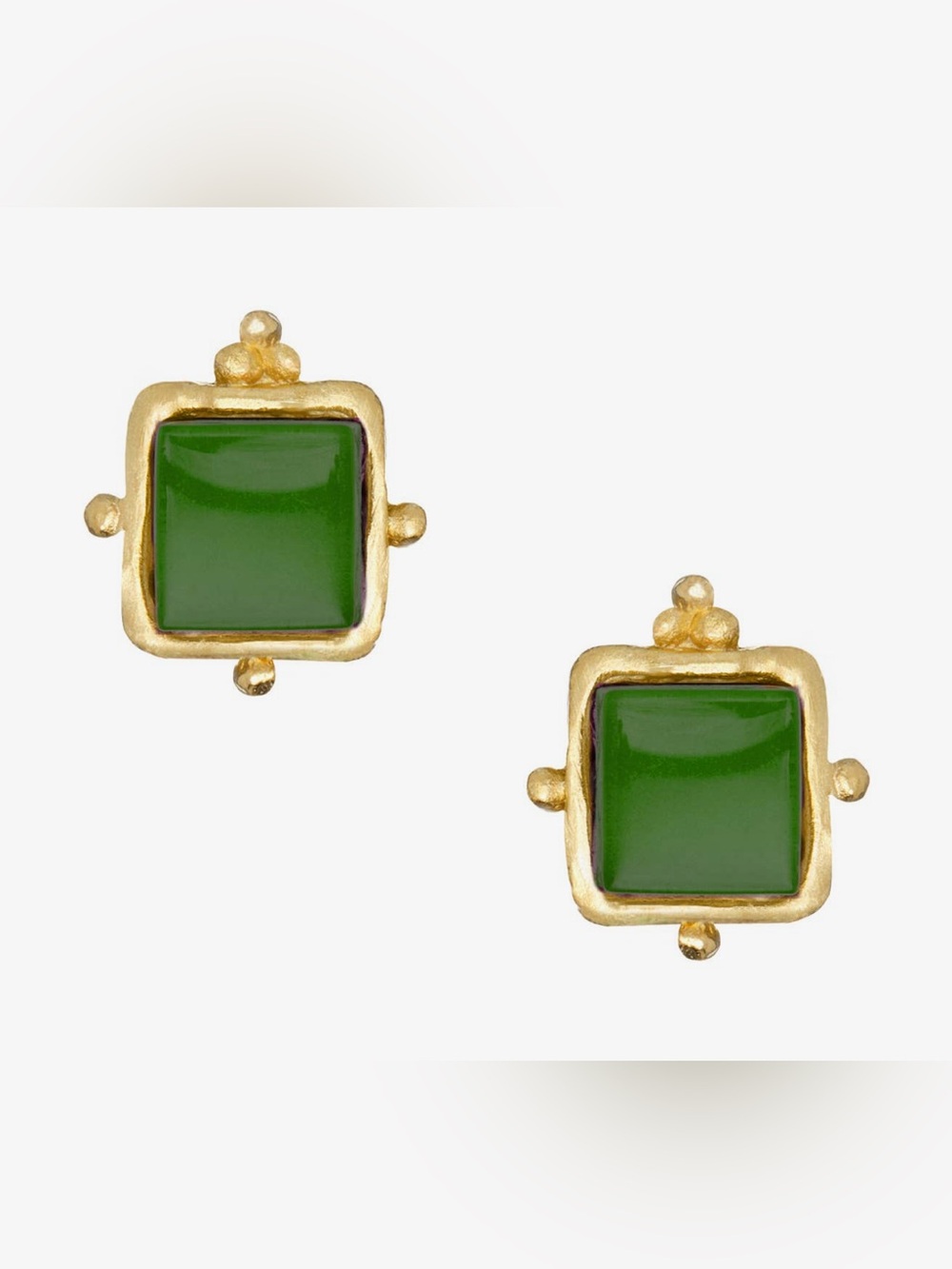 Susan Shaw Charlotte Stud Earrings - Emerald Green